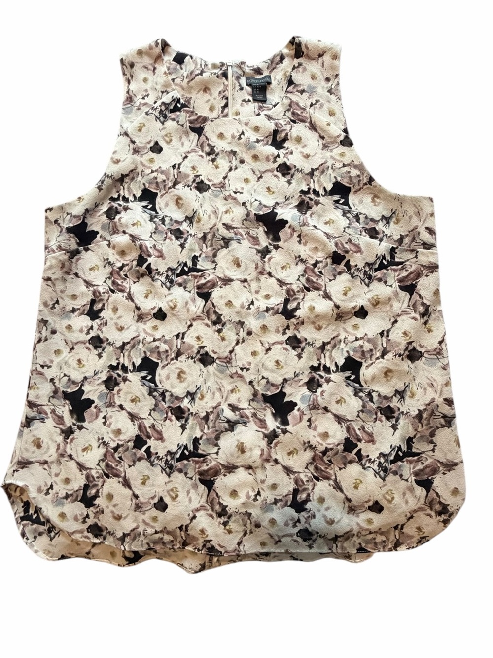 Paraphrase Cream Floral Sleeveless Blouse with Black Accents (008)